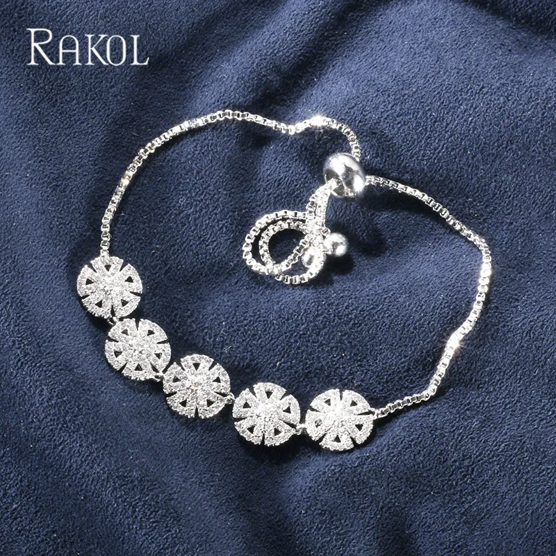 RAKOL изысканный Снежинка серебристого цвета выдолбленный кубический красный шнур цепи браслеты для женщин юбилей