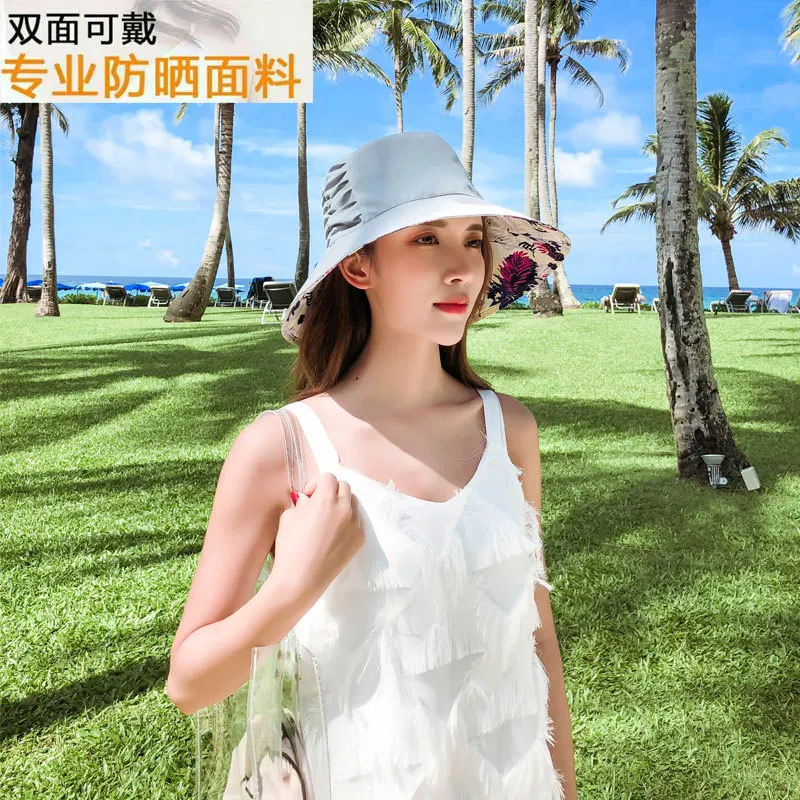 

Летняя женская шляпа с широкими полями из чистого хлопка с обеих сторон, модные шляпы с козырьком для велоспорта, путешествий, пляжа, солнцезащитных теней для улицы, холодные шапки H079