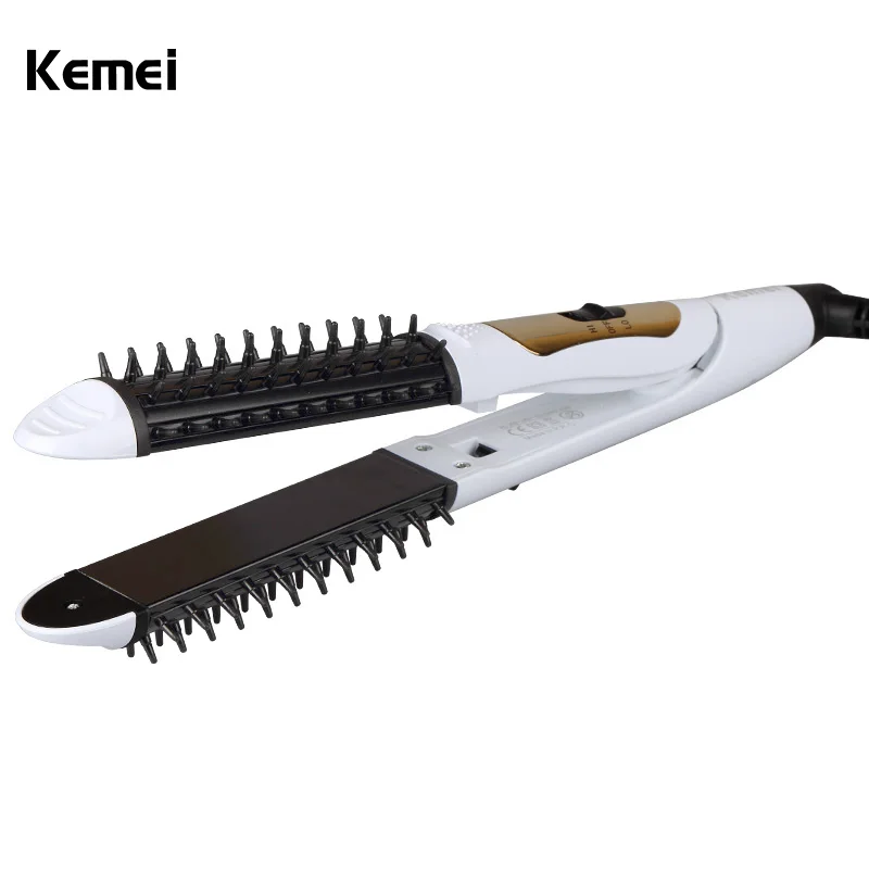 New arrival KEMEI professional 2 IN 1 Hair Straightener Curler straight