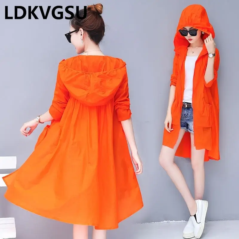 

Fashion Sunscreen Clothing Female Long Section 2019 New Spring Summer Thin Loose Wild Hooded Irregular Women Cardigan Is1655