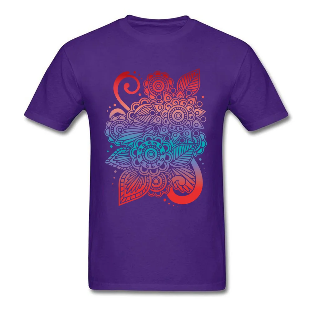 Normal Colorful Flower Ornaments Short Sleeve ostern Day Tops Shirt Newest Round Neck 100% Cotton Fabric Tee-Shirt Mens T Shirt Colorful Flower Ornaments purple