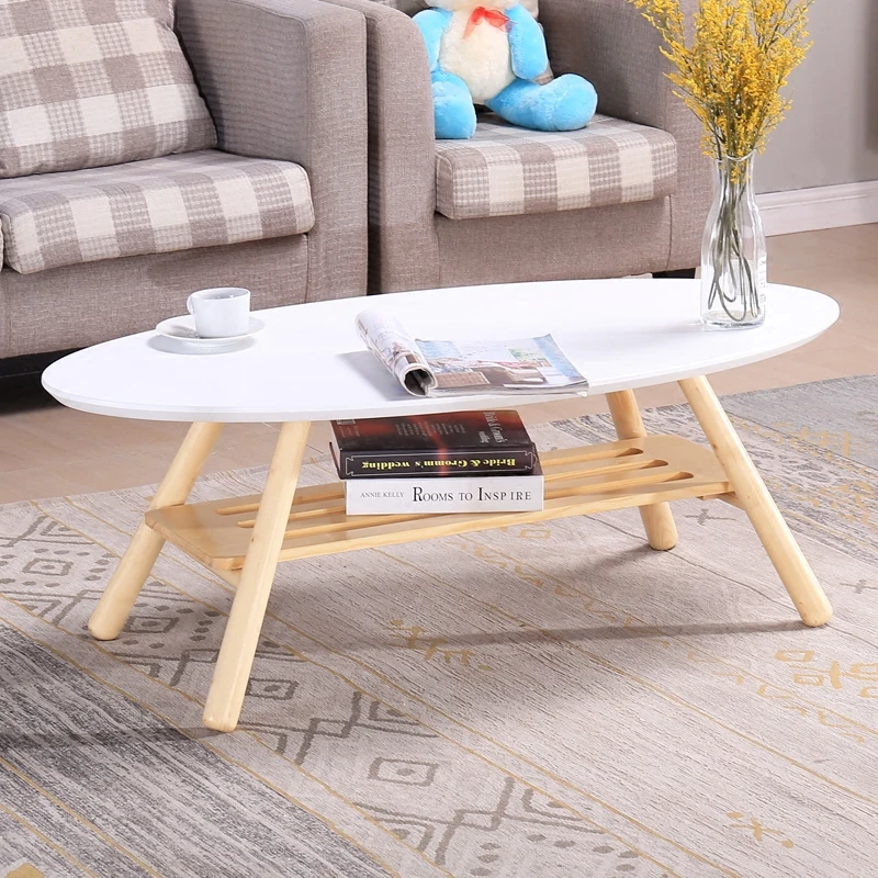 Mid Century Modern Oval Wood Center Table Living Room Furniture Contemporary Low Center Sofa Side Table Wooden Casual Tea Table