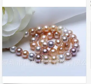 

gorgeous south sea 9-10mm multicolor pearl necklace 18inch 925s KKK