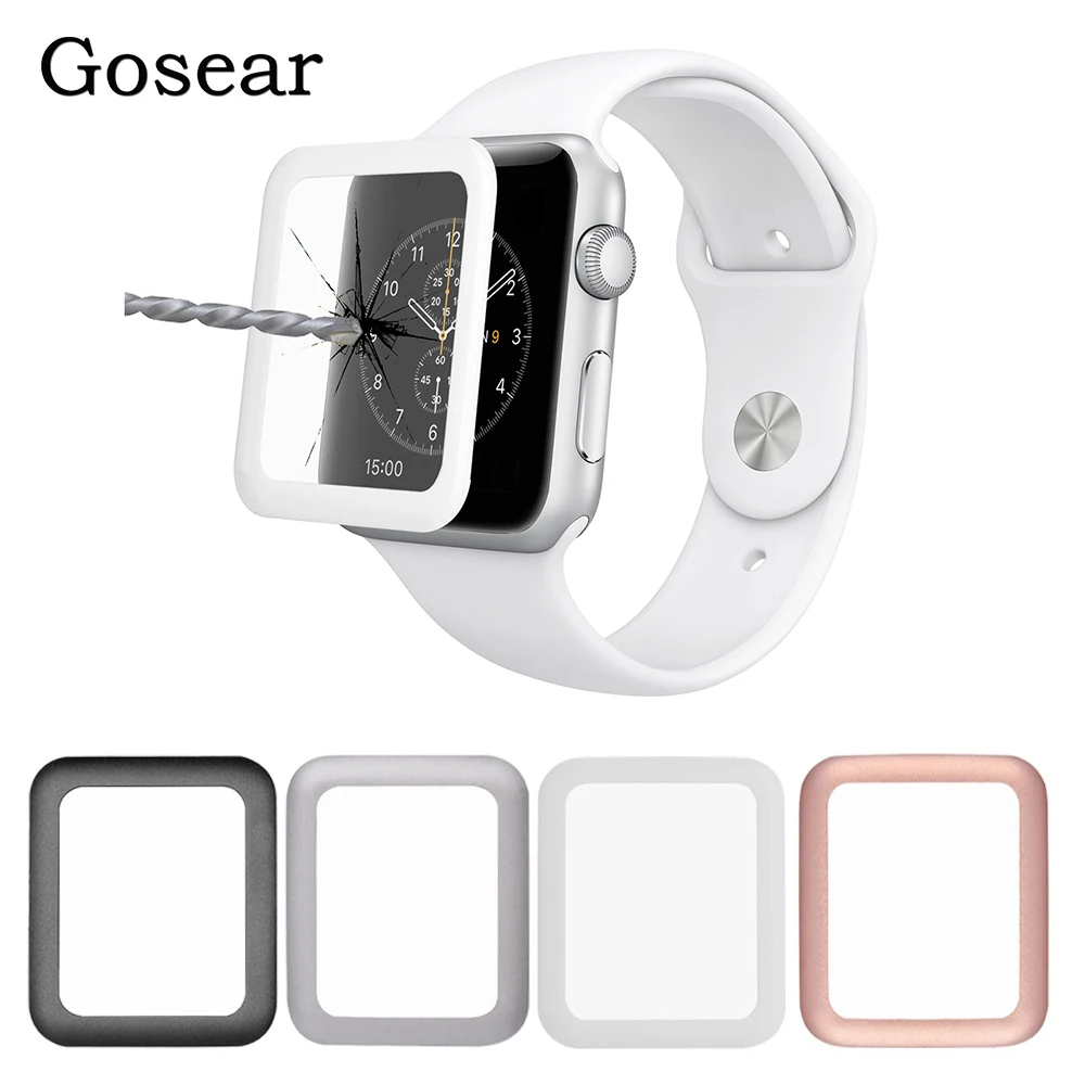 

Gosear Aluminum Magnesium Bumper Case &Tempered Glass Screen Protector Film for Apple Watch Series 1 2 3 iWatch i Wach 38mm 42mm