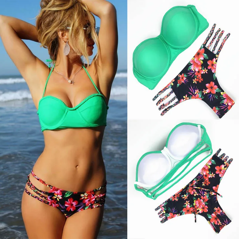 

2017 New Push Up Bikini Set Women Swimsuit Bandage Swimwear Swimming Suit Swim Wear Brazilian Bikini Mailot De Bain Femme Plavky