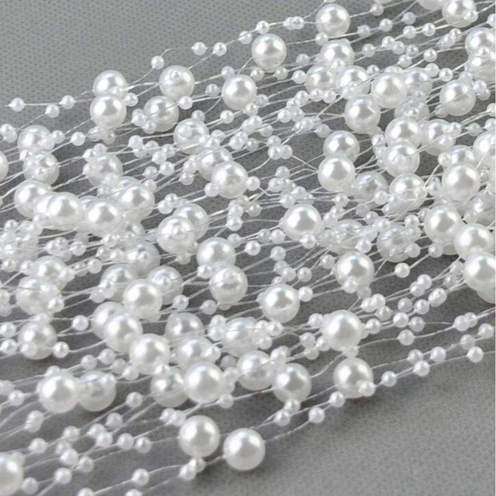 

10 Meter 8+3mm Fishing Line Pearls Beads Chain Garland Flowers Wedding Party Decoration Bead Chain multicolor