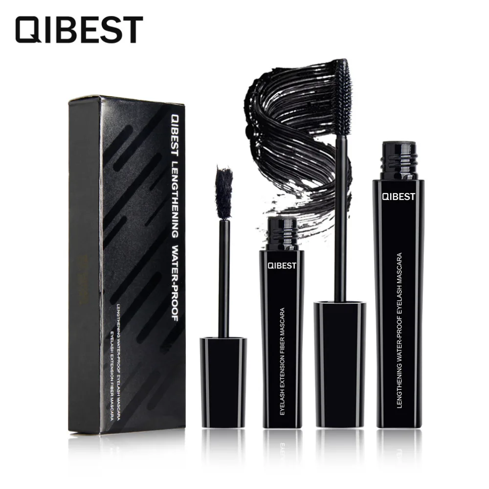 

QIBEST Brand 2pcs/kit Makeup set 3D Fiber Mascara + Eyelash growth Thick Grafting Eyelashes Curl Waterproof Not blooming