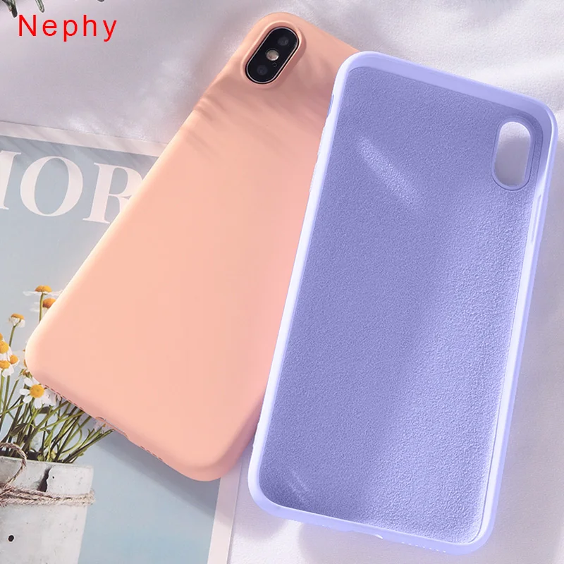 Жидкий силиконовый чехол для iPhone Xs Max XR X 10 6s 6 s 7 8 Plus роскошный мягкий кожаный