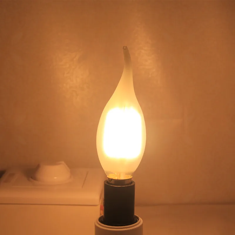 E14 COB светодиодный светильник-свеча C35 B10 2 Вт 4 Вт 6 Вт, огнеупорный матовый светодиодный светильник с нитью накаливания 220 в 230 В AC, хрустальный светильник-люстра