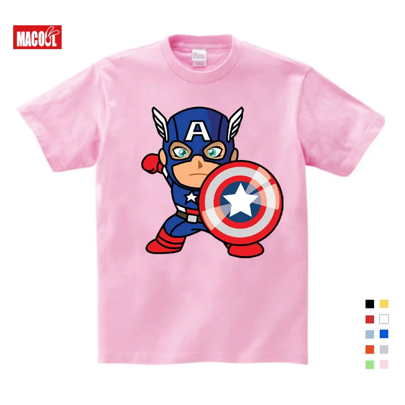 Fashion Captain America Distressed Shield Logo Cotton T-Shirts Boy Girls Printing T-shirt 3T-9T Gifts for Children's Birthday Fashion Captain America Distressed Shield Logo Cotton T-Shirts Boy Girls Printing T-shirt 3T-9T Gifts for Children's Birthday
