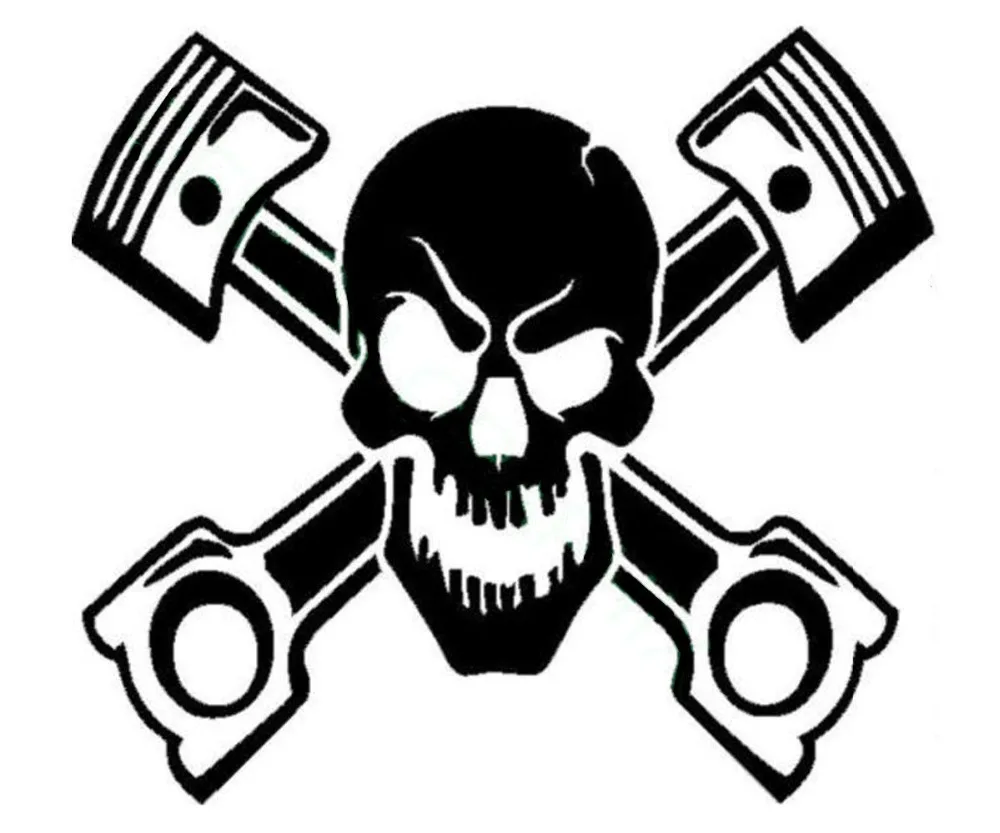Tengkorak Kerangka Tulang Crossbone Dengan Piston Stiker Vinil Mobil