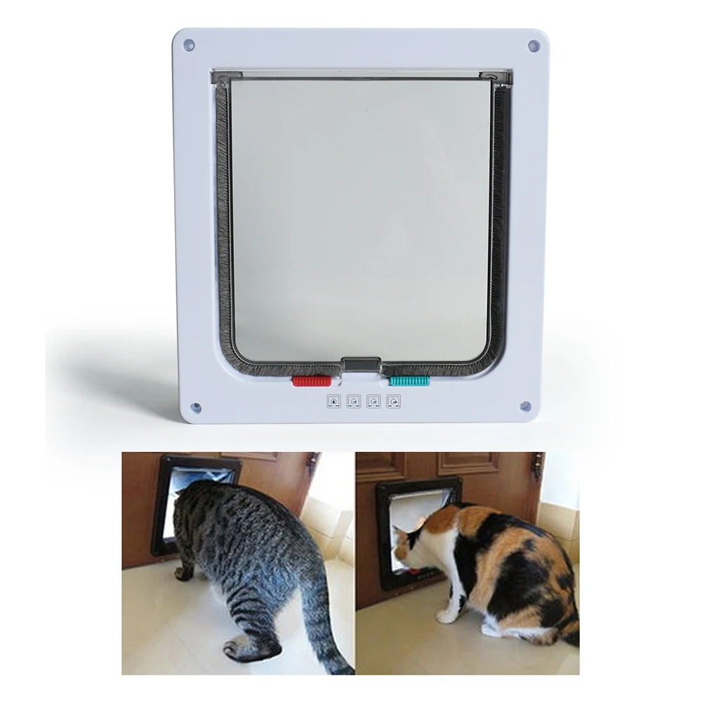 

Cat Flap Door with 4 Way Lock Security Flap Door for Dog Cat Kitten Small Pet Gate Door Kit Cat Door