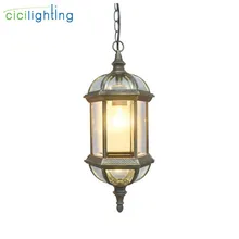 Уличный светильник, балкон, Ретро лампа, пасторальный стеклянный абажур, подвесные лампы, открытый пасторальный светильник, коридор, обеденный подвесной светильник s