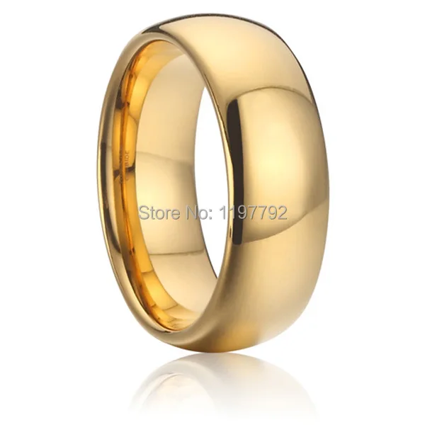 

discount cheap 8mm gold colour health fashion jewelry pure titanium steel rings wedding band rings for men and women anel