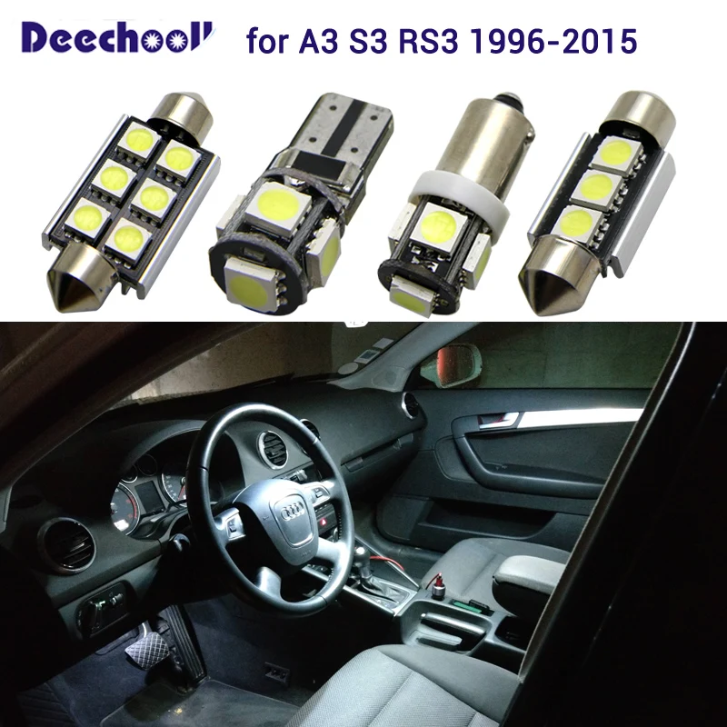 

Canbus LED license plate lamps+ interior light dome vanity mirror trunk door lights bulbs for Audi A3 S3 RS3 8L 8P 8V 1996-2015