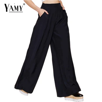 

women wide-leg pants Spring/Summer Fashion women casual black maxi long pants New European style Female loose trouser Plus Size