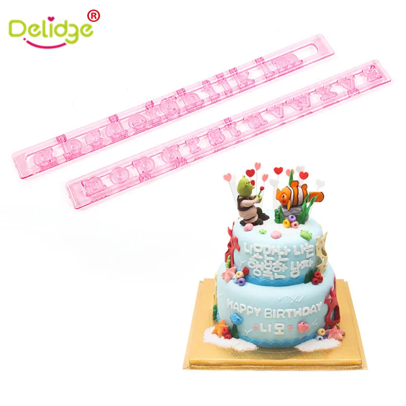 

Delidge 2pcs/set Initials Letters Fondant Molds Cutters Alphabets Embosser Sugar Craft Cake Moulds Dessert Decoration Bakeware
