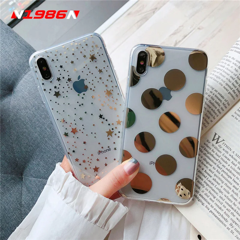 N1986N для iPhone 6 6s 7 8 Plus X XR XS Max чехол телефона роскошный гальванический Звездный