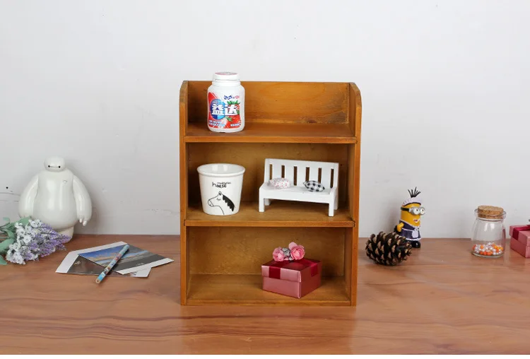 

1PC Home Decoration Wood Box Wall Hanging Storage Holder Bedside Divided 3 layer Sorting Storage Rack Wooden Organizer JL 0944