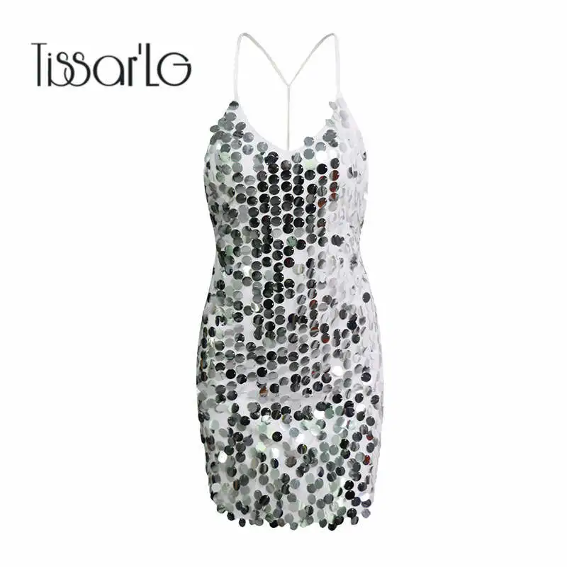 Buy Cheap Deep V sequin sundress Backless luxury slip dress sexy party short dress women 2017 Spring Summer dress vestido Camisole