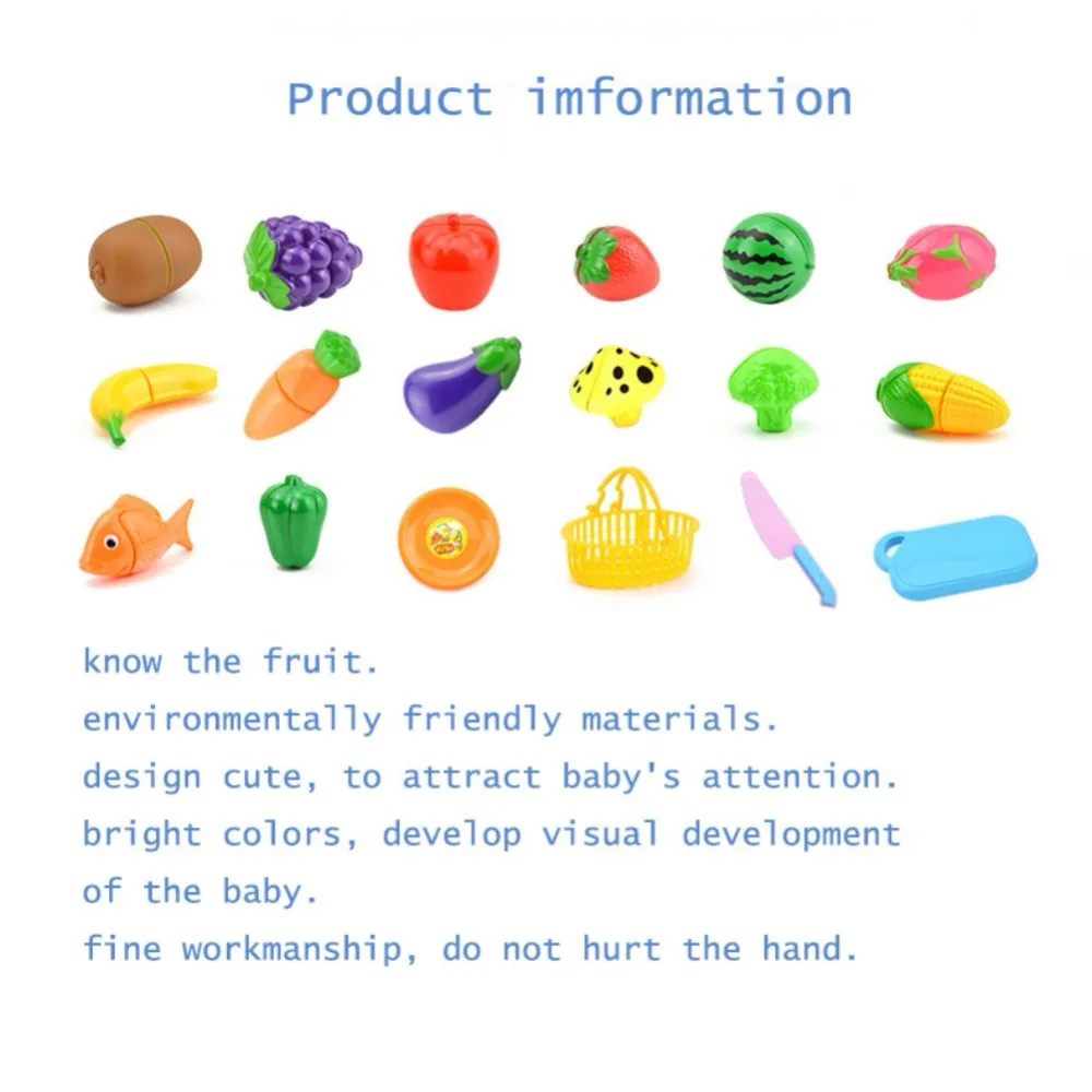 Детские кухонные игрушки, пластиковые режущие овощи и фрукты, Обучающие Имитационные игрушки, ролевые игры, набор, кухонные интересные игрушки