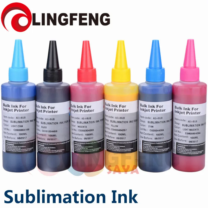 Sublimation Ink Heat Transfer Ink For EPSON Inkjet Printer 6 colorx100ml
