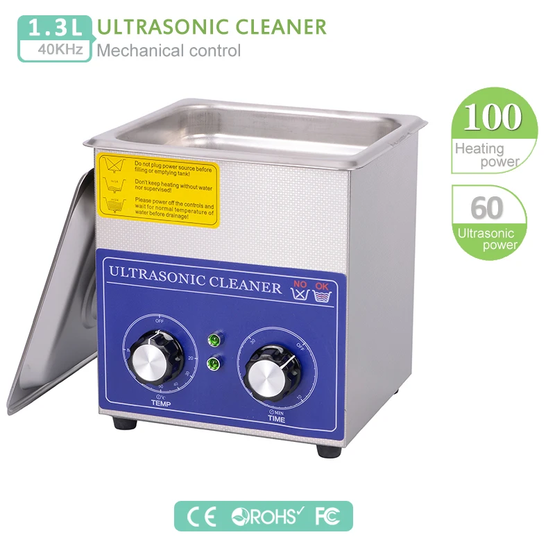 PS 08 1.3L Ultrasonic Cleaner 60W 40kHz Free basket clean glasses Gold silver Ornaments Watches