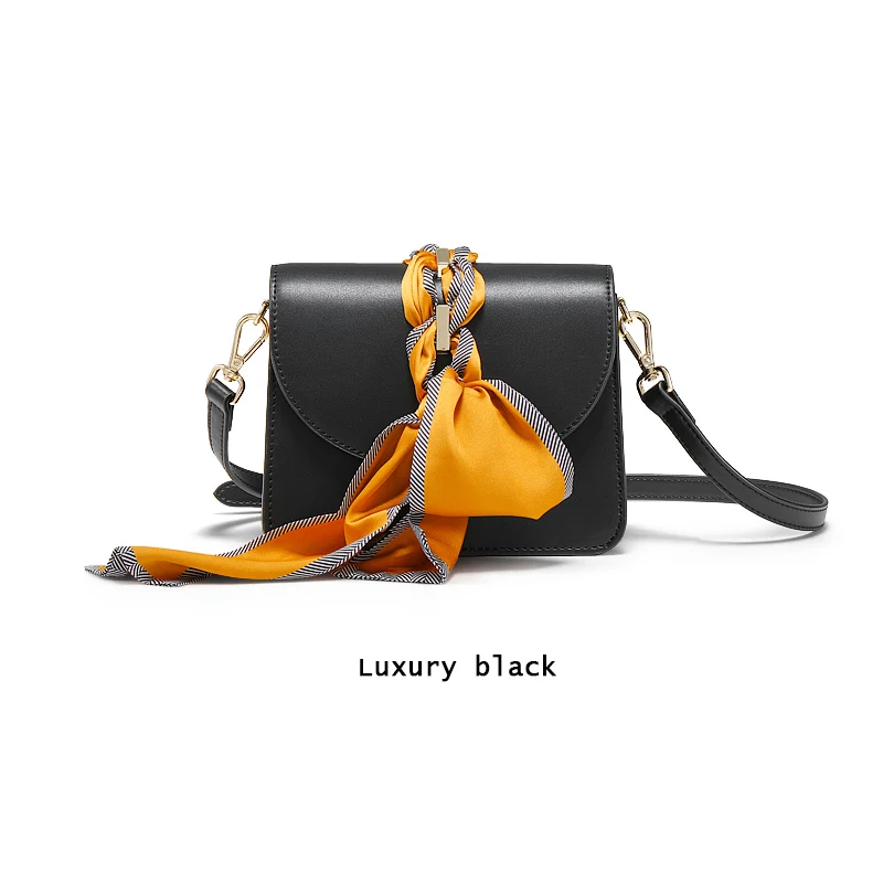 Luxury black Дизайнерская Женская сумочка, роскошная сумка-мессенджер, модная сумка через плечо, маленький шикарный кошелёк, Дамская Летняя сумка через плечо, ремешок-шарф - Цвет: Luxury black