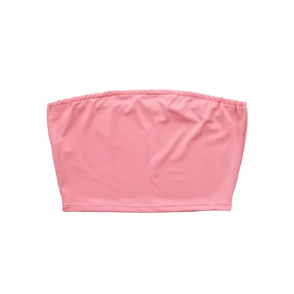 Women Boob Tube Strapless Stretch Tops Ruffled Pullover Underwaist Ladies Solid Croped Sleeveless Tube Tops Clothing