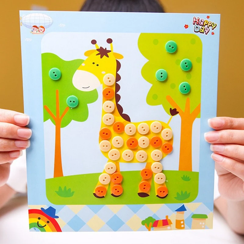 Дети DIY кнопка наклейки живопись рисунок комплекта творческий ручной работы школы Книги по искусству класс рисования Развивающие игрушки для детей