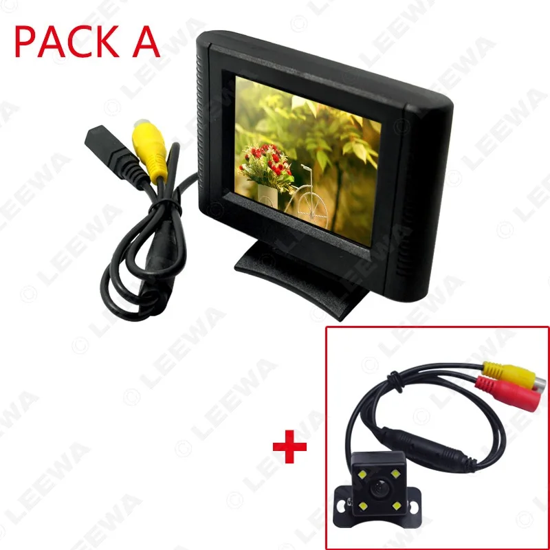 LEEWA 2,5 дюймов lcd TFT монитор с камерой заднего вида для парковки RCA видео система 2,4G беспроводной и прикуриватель опционально - Цвет: PACK A