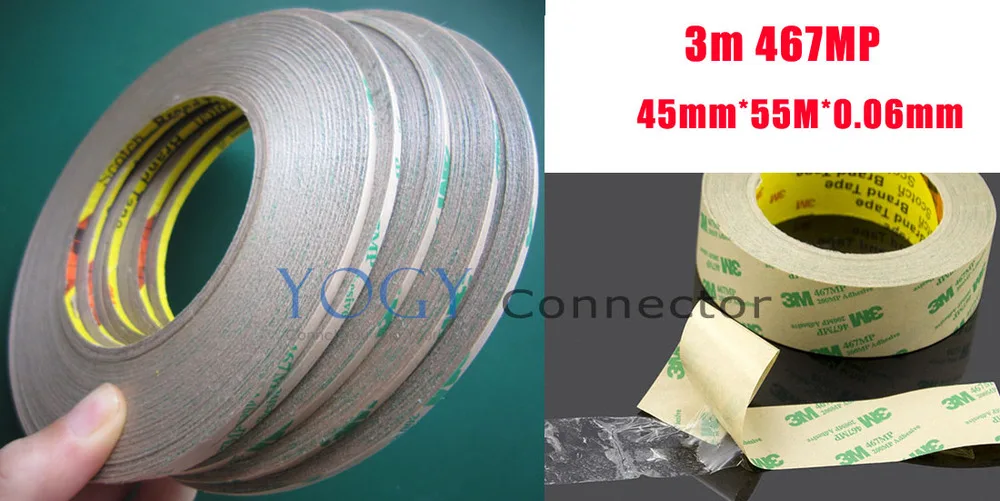 1x 45mm 3M 467MP Double Sided Adhesive Tape, 200MP Hi Performance Sticky, Nameplate to Metal