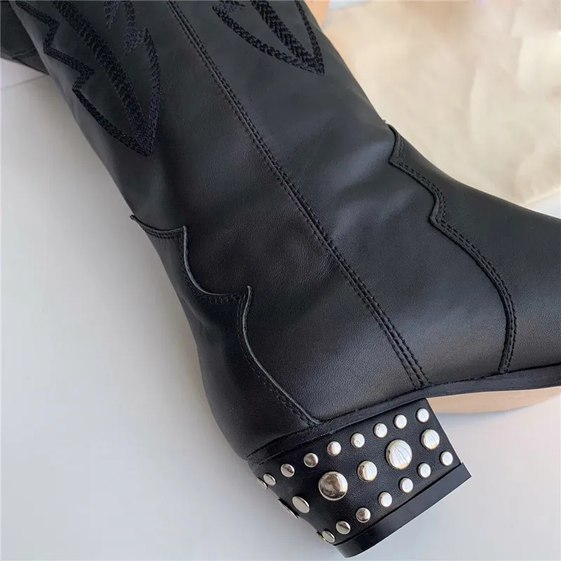 2018-Genuine-Leather-long-boots-Woman-metal-rivets-studded-Motorcycle-knight-Knee-High-Boots-embroidery-booties (4)