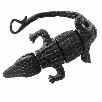 

Vintage Classic Black Color Men's Stainless Steel Chain Bracelet Jewelry 41mm*8.26" Perfect Crocodile Chain Bangle 59g