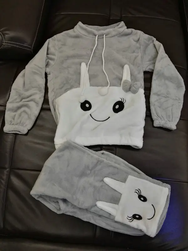 Зимняя Домашняя одежда, Пижамный костюм, брендовый утепленный милый комплект для сна, пижама из кораллового флиса с кроликом, домашний костюм, коралловый бархат