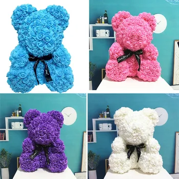 

Valentines Romantic Gift box PE Rose Bear Artificial Rose Decorations Cute Cartoon Girlfriend Kid Gift