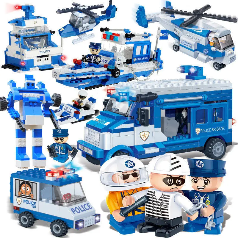 

450PCS Compatible with City Police Station Building Blocks Bricks Car Model Helicopter boys Toys Birthday Gift Toy Brinquedos