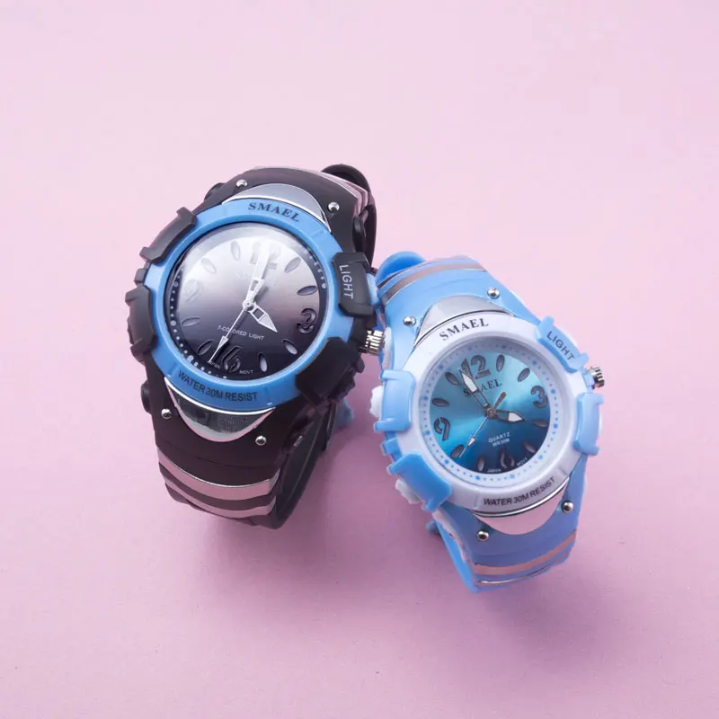 Для девочек на открытом воздухе SMAEL цифровые часы lcd ударопрочный Спорт для часы будильник 0616C дети 50 м водонепроницаемые наручные часы