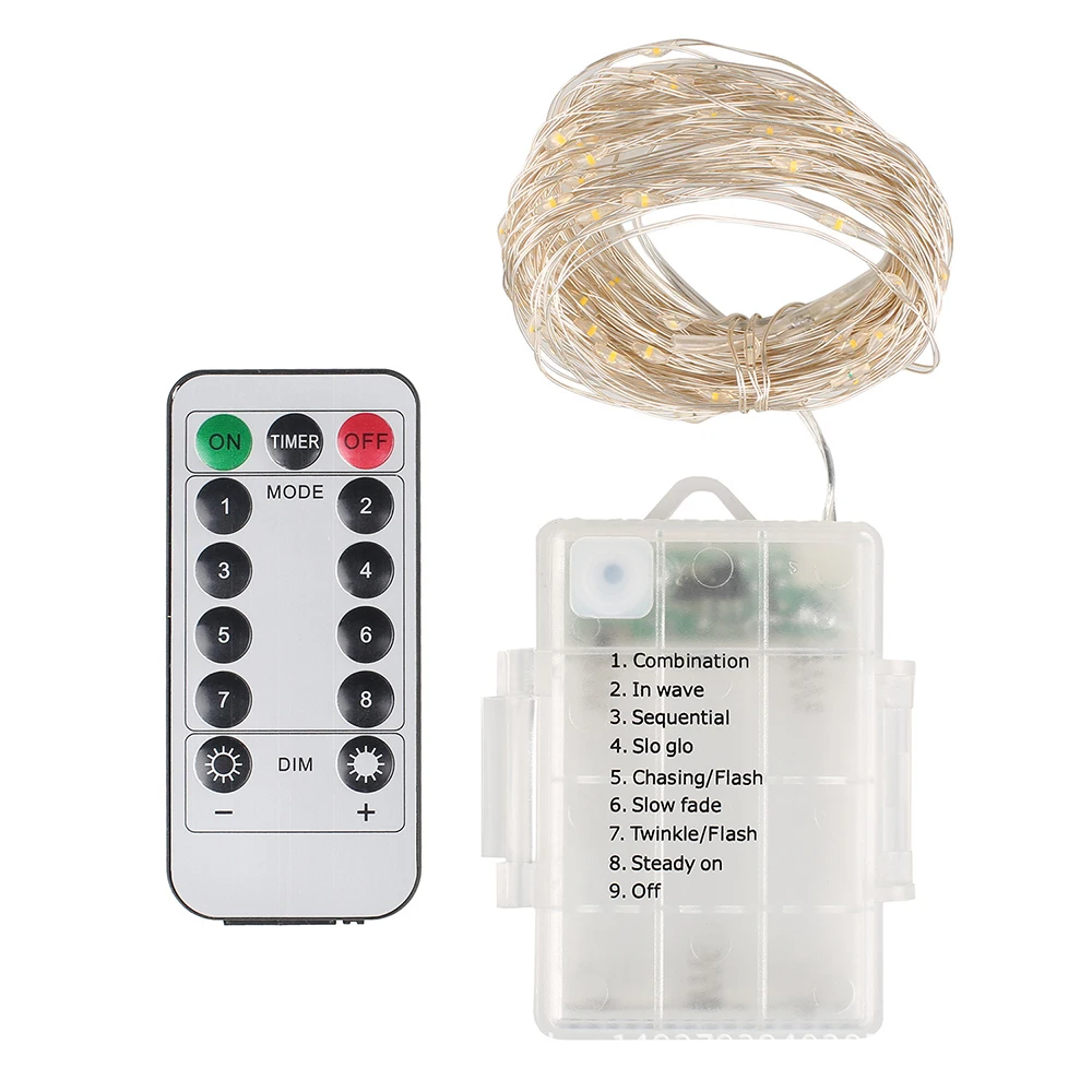10M Waterproof Remote Control Fairy Lights Battery Operated LED Lights
