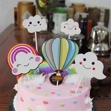 CRLEY 5 шт./упак. ручной работы воздушный шар кекс Cute милые улыбающиеся облака картон вечерние принадлежности счастливое украшение для именинного торта