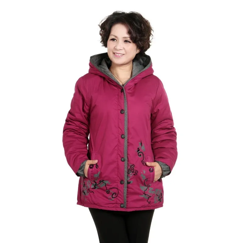 

2016 New Mother clothing cotton-padded jacket quinquagenarian women's winter old-age design long outerwear jacket A28