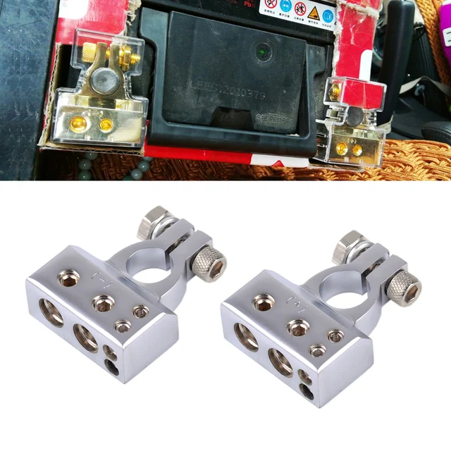 Us 16 09 30 Off Beler 2pcs 12v 2 4 8 Gauge Awg Positive Negative Car Battery Terminal Clamp Connector With Cover For Vw Audi Kia Peugeot On