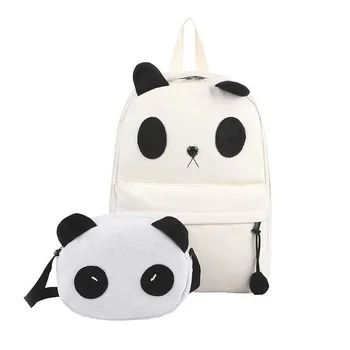 

School Backpacks Style Sweet Backpack Hit the color panda Quality Canvas Teenage Girl High capacity Travel Books Rucksack
