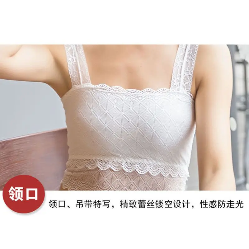 Women Sling Beauty Back Cropped Top Anti-light Brassiere Underwear Lace Wrapped Chest Tube Top