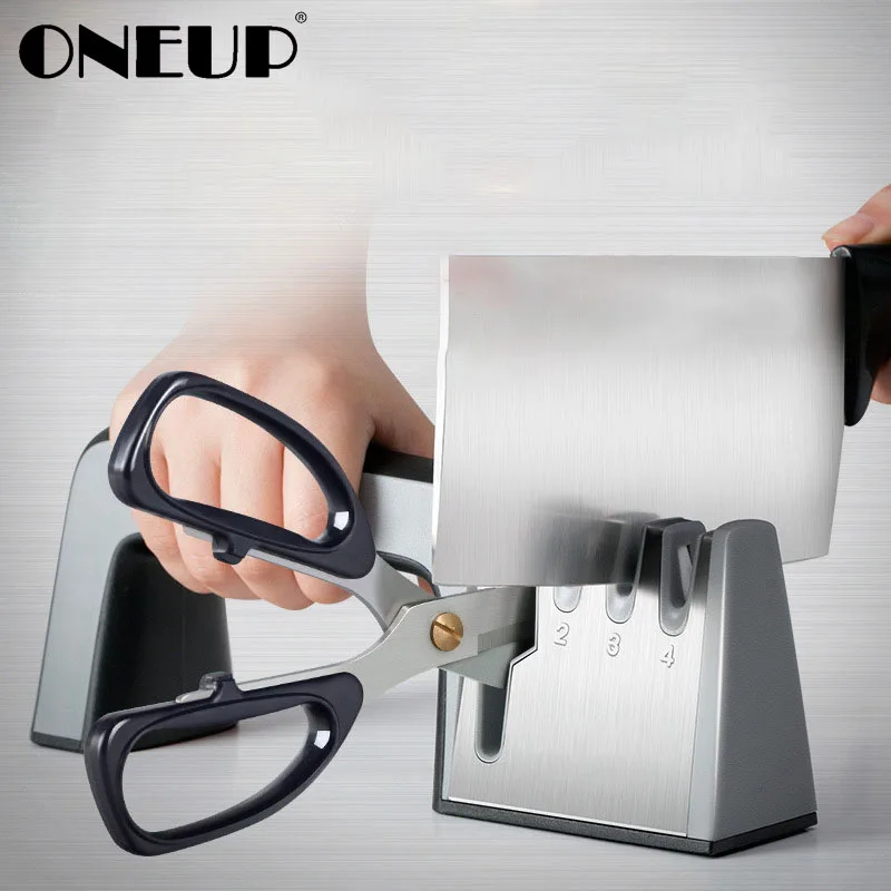 

ONEUP Professional Knife Sharpener 4 Stage In 1 Tungsten Diamond Kitchen Shear Scissors Sharpening Stone Ceramic Whetstone Tool