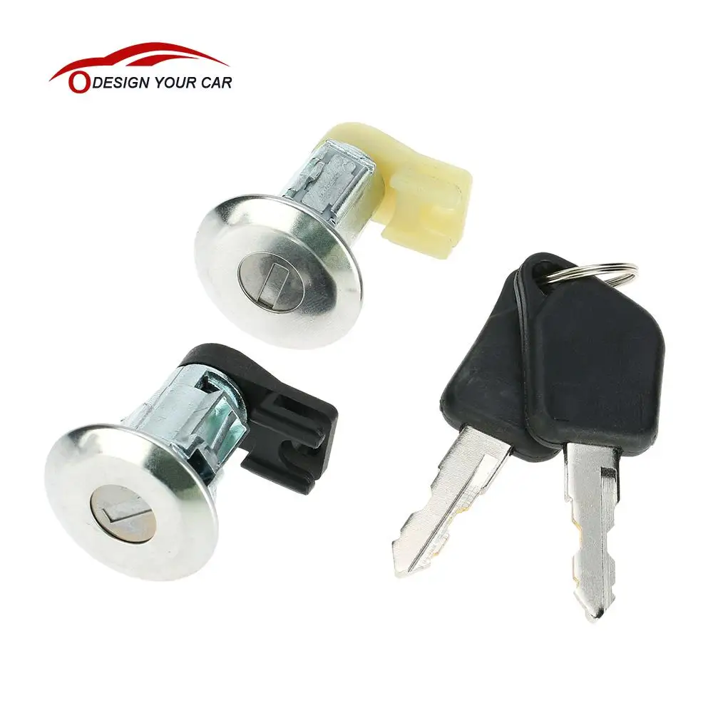 Car Style Pair of Front Door Lock Barrels Set with Keys for Peugeot 106