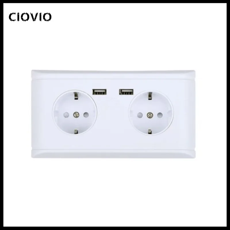 EIOMR-Prise de courant murale EU,USB Type C,2,1 A,port de charge,panneau PC blanc,Russie,Espagne