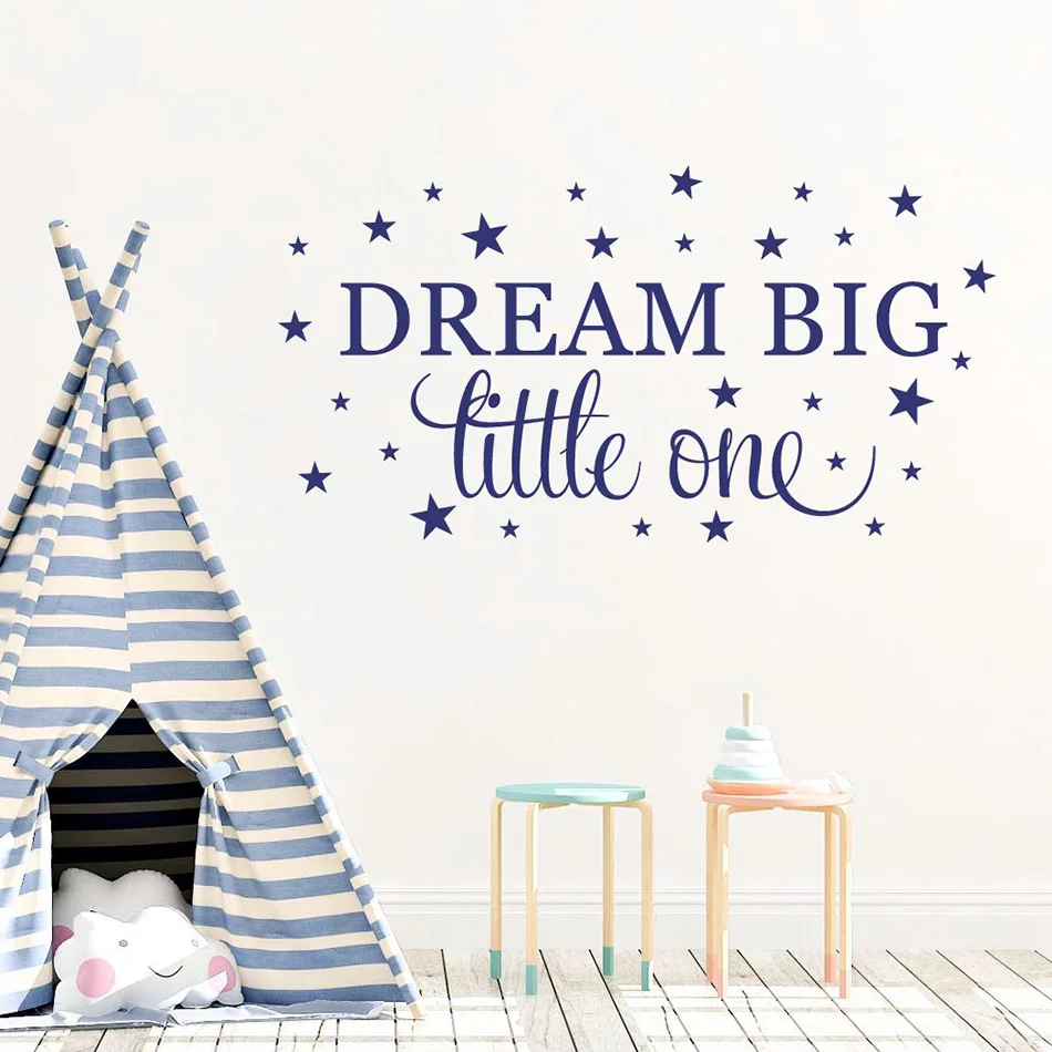 

Dream Big Little One Baby Quote Poster Mural Baby Boys Girls Wall Sticker Vinyl Art Removable Decoration Decals Decor W194