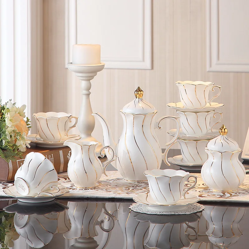 15 pcs set porcelain tea coffee sets personality bone china coffee set