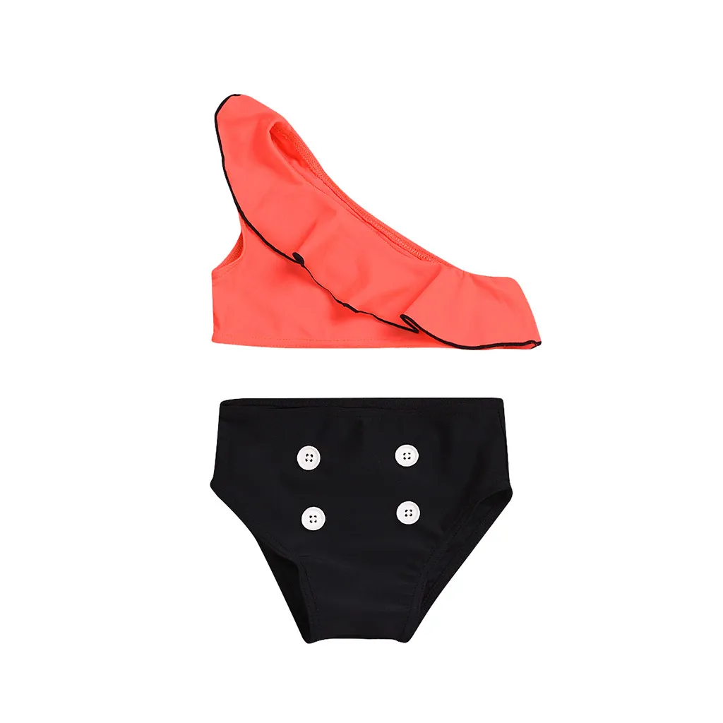 Летний детский купальный костюм из 2 предметов для маленьких девочек, бикини с открытыми плечами, купальный костюм с оборками для маленьких девочек, пляжный купальный костюм для малышей